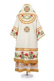 White Bishop Vestment with Flower Embroidery