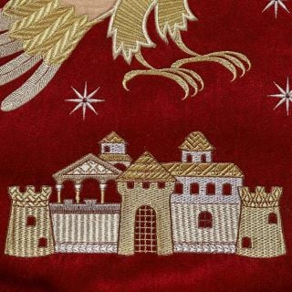 embroidered burgundy Eagle Rug for archbishop service