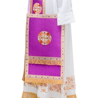 purple priest vestment with embroidery and icon of Christ