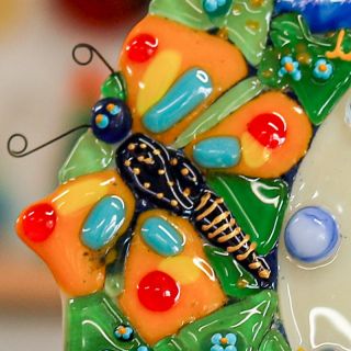 summer glass wall clock