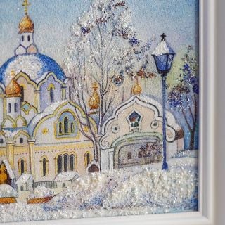 St Elisabeth Convent in Winter Gemstone Painting
