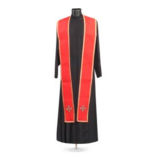 Red Chasuble and stole catholic vestment with big sewn crosses 