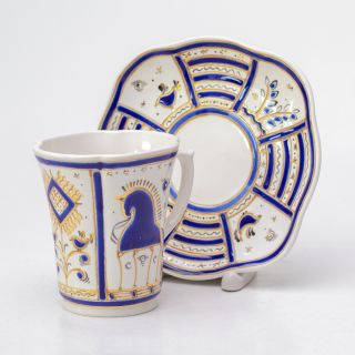 pattern blue horse in ceramics