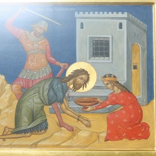 hand-painted icon of The Beheading of St John the Baptist