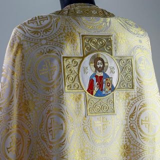 Greek-Style Priest Vestment with Embroidery of Christ Made of Silk
