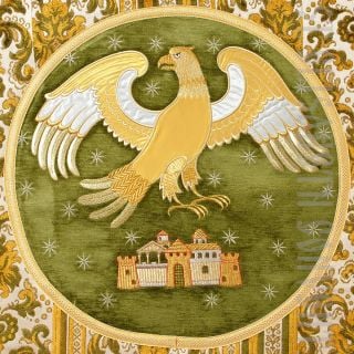 embroidered eagle rug made of decorative fabric