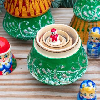 souvenir wooden Christmas Tree with Tinsel 