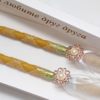 beeswax candles with brooch and kechief