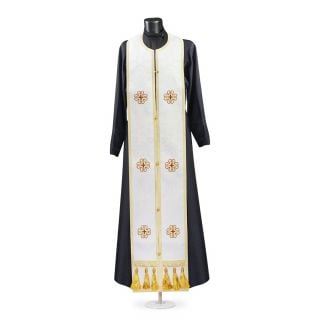 Greek-style priest vestment with embroidered crosses and gallon