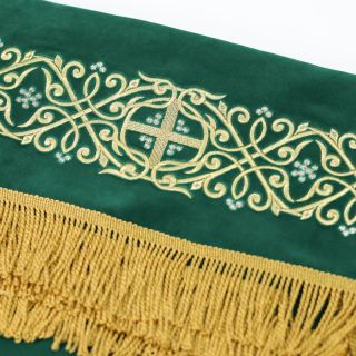 green velvet table cloth with cross embroidery