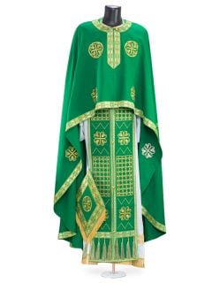 green greek vestment with holy Trinity embroidery