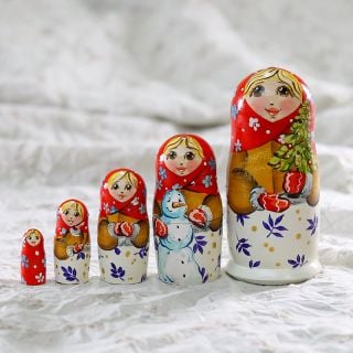 Hand-Painted Christmas Nesting Dolls