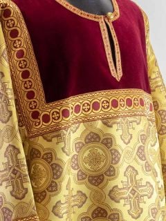 burgundy/gold sticharion with Christ medallion