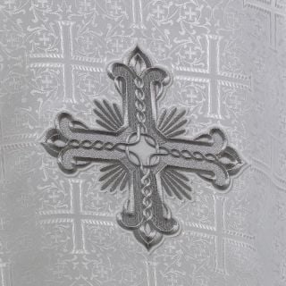 Holy table vestment whit church silk with silver crosses