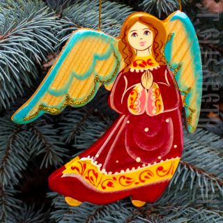 wooden flat angel ornament, christmas tree decoration, folk crafts, souvenir 