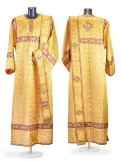 gold deacon vestment set with orarion and cuffs