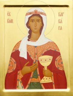 handpainted Icon of St Barbara