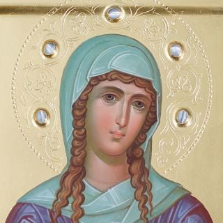 hand-painted icon of st Veronika with the veil of Christ not made by hands