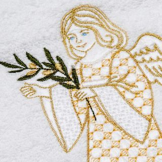 Cotton Terry Towel with Angel and Olive Branch