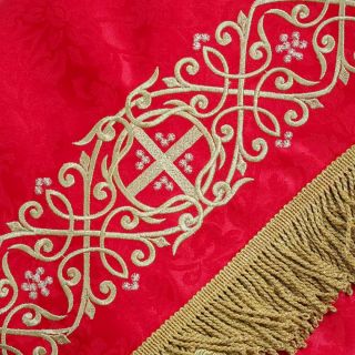 decorative altar cover with embroidered cross gold threads