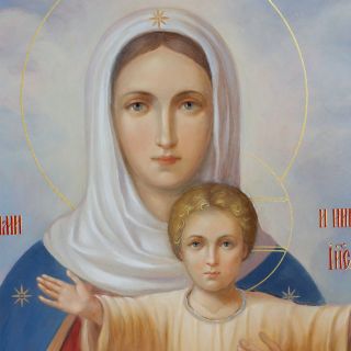 Hand-painted icon of I am with You and No One will be Against You