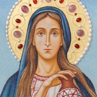 crushed stones icon of St Mary Magdalene the Myrrh-bearer 
