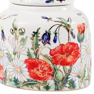 hand-painted ceramic sugar bowl with wildflowers