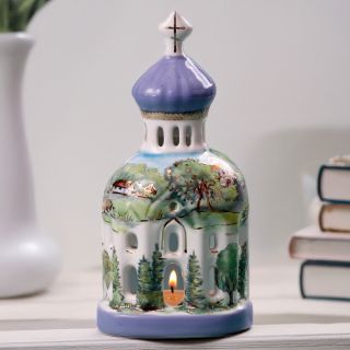 Church Shaped Candle holder with Summer Scenery