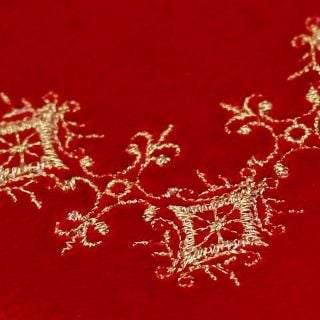 red velvet Holy Table Cross napkin with embroidered patterns