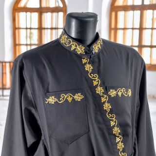 Greek-style priest vestment with embroidered grapes with yellow threads