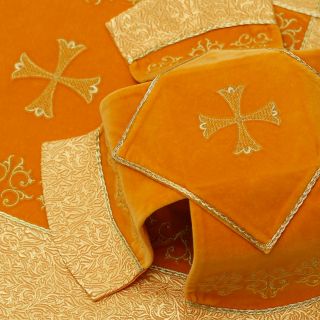 yellow velvet and silk with embroidery