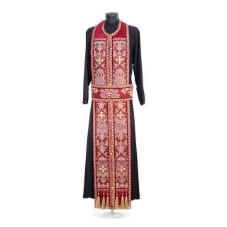 Greek-Style Priest Vestment with Embroidery Easter burgundy