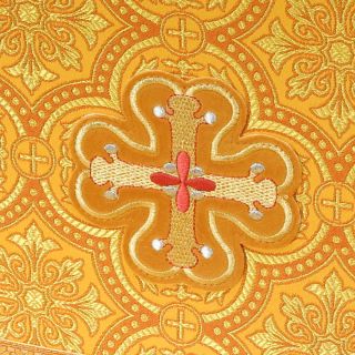 yellow brocade mass set with velvet cross