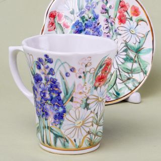 Cup&Saucer Set with Summer Flowers s35-2