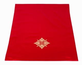 red corporal with embroidery made with gold threads