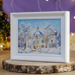 St Elisabeth Convent in Winter Gemstone Painting