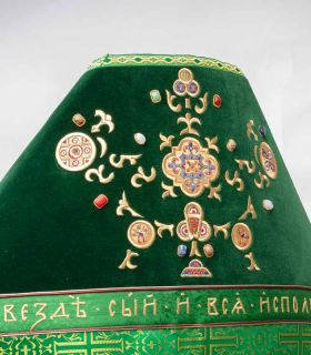 Green velvet russian-style vestment for priest on Pentecost