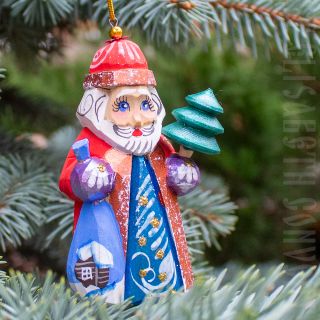 Santa Ornament Carved folk art souvenir