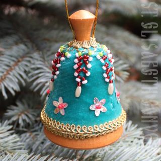 Wooden beaded bell ornament, Souvenir , christmas tree decoration