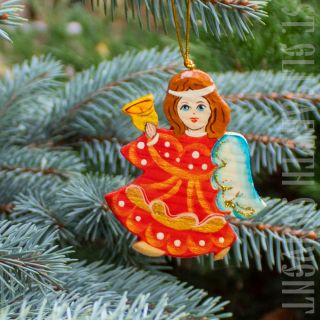 wooden flat angel, souvenir , christmas tree decoration, folk crafts