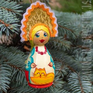 wooden Russian Doll, souvenir, folk doll, christmas tree decoration
