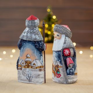Carved Santa Clause. folk toy. 