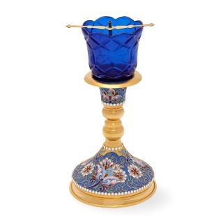 standing vigil lamp with painted elements