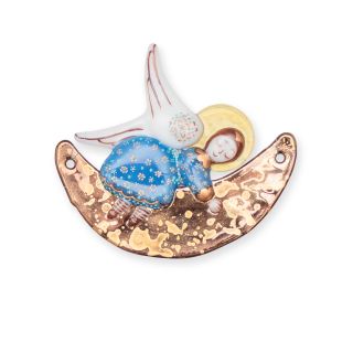 fused glass angel on the moon