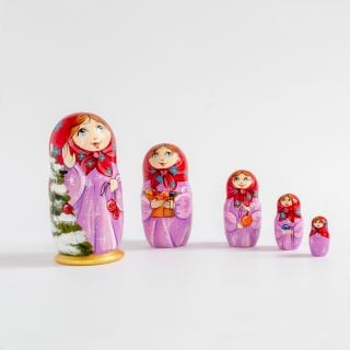 wooden christmas nesting doll