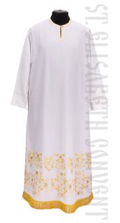 White coshibo priest sticharion with embroidery 