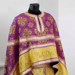 Greek-style priest phelonion with a cross and embroidery