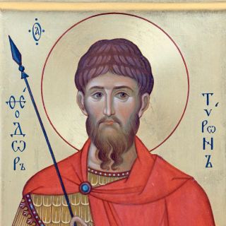hand-painted icon of Theodore of Tyron