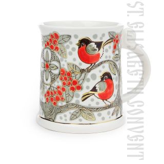 Handmade Mug Bullfinches and Mountain Ash