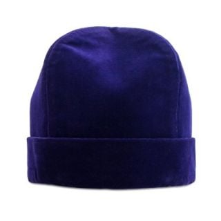 Blue Velvet Russian Skufia with Lapel
